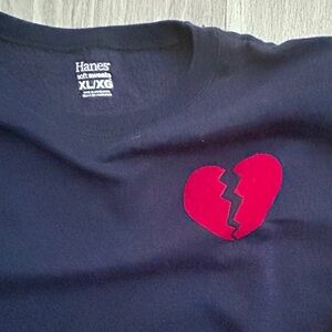 Hanes Soft  Navy Blue Broken Heart Sweatshirt